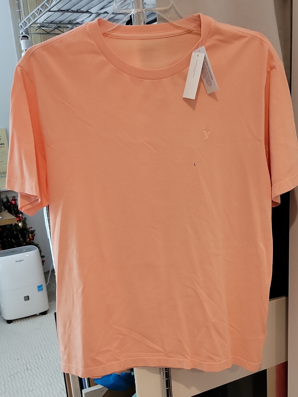 Men's Crew Neck T-Shirt in Peach Americam Eagle Size Large